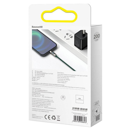 Baseus kabel do szybkiego ładowania USB Typ C - Lightning 20W Power Delivery z wyświetlaczem ekranem miernik mocy 2m zielony (CATLSK-A06)