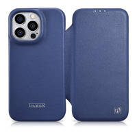 iCarer CE Premium Leather Folio Case iPhone 14 Pro Flip Magnetic MagSafe Leather Case blue (WMI14220714-BU)