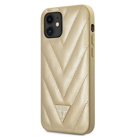 Guess V Quilted - Etui iPhone 12 mini (złoty)