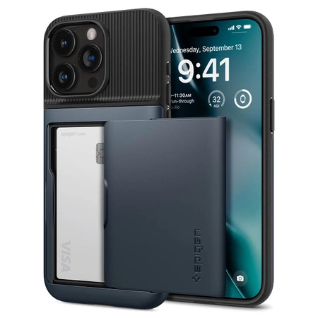 Etui Spigen Slim Armor CS na iPhone 15 Pro Max - niebieskie