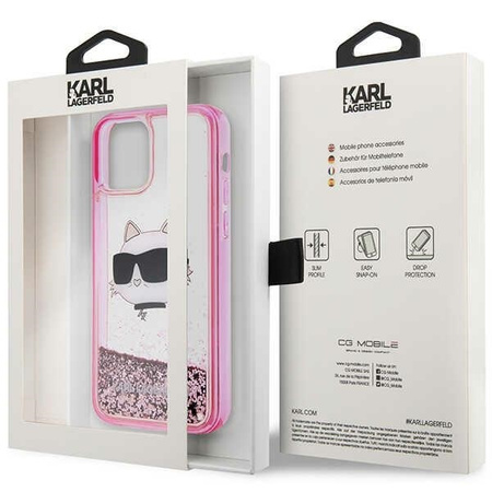 Karl Lagerfeld KLHCP12MLNCHCP iPhone 12/ 12 Pro 6.1&quot; pink/pink hardcase Glitter Choupette Head