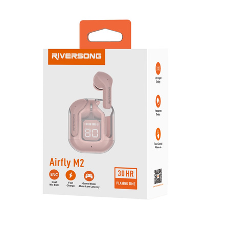 Riversong słuchawki Bluetooth AirFly M2 TWS różowe EA233