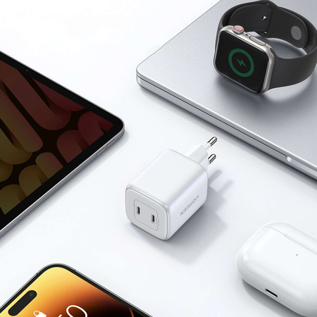 Schnellladegerät GaN 2 x USB-C 45W QC PD Ugreen CD294 – weiß