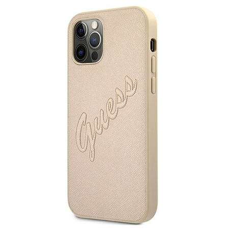 Guess GUHCP12MRSAVSLG iPhone 12/12 Pro 6,1" złoty/gold hardcase Saffiano Vintage Script