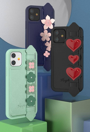 Kingxbar Sweet Series żelowe etui ozdobione oryginalnymi Kryształami Swarovskiego z podstawką iPhone 12 Pro / iPhone 12 niebieski