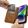 iCarer Oil Wax Wallet Case 2in1 Hülle iPhone 14 Plus Leder Flip Cover Anti-RFID braun (WMI14220723-TN)