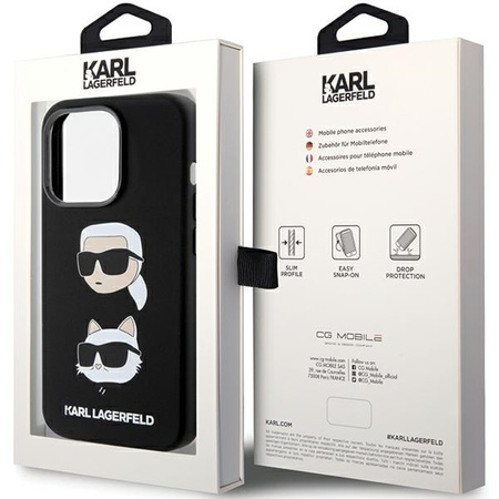 Karl Lagerfeld Silicone Karl&amp;Choupette Head case for iPhone 15 Pro Max - black