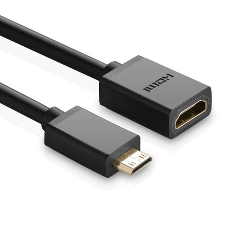 Ugreen kabel adapter przejściówka HDMI (żeński) - mini HDMI (męski) 4K 60 Hz Ethernet HEC ARC audio 32 kanały 22 cm czarny (20137)