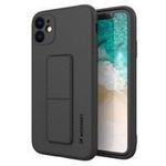 Wozinsky Kickstand Case elastyczne silikonowe etui z podstawką iPhone 12 Pro czarny