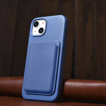 iCarer Case Leather genuine leather case for iPhone 14 Plus hellblau (WMI14220711-LB) (MagSafe compatible)