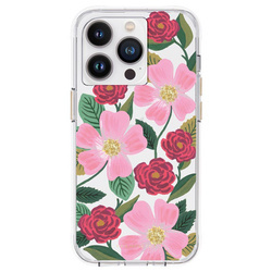 Rifle Paper Clear - Etui iPhone 14 Pro zdobione złotem (Rose Garden)