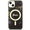 Guess, GUHMP14SHTMRSK iPhone 14 6,1&quot; schwarz/schwarzes Hardcase Golden Marble MagSafe