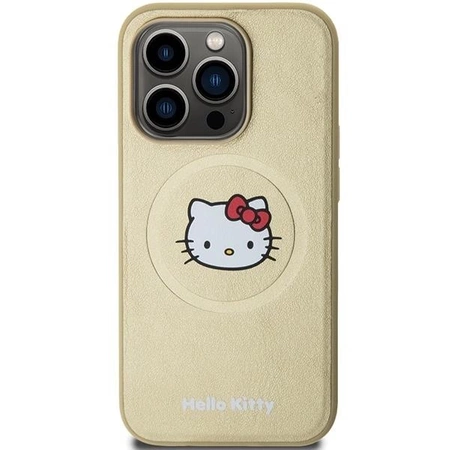 Hello Kitty Leather Kitty Head MagSafe Hülle für iPhone 15 Pro – Gold