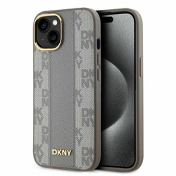 DKNY DKHMP15SPCPVSLE iPhone 15 6.1" beżowy/beige hardcase Leather Checkered Mono Pattern MagSafe