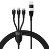 Baseus kabel 3w1 Flash II USB + USB-C - Lightning + USB-C + microUSB 1,5 m 3,5A czarny 100W