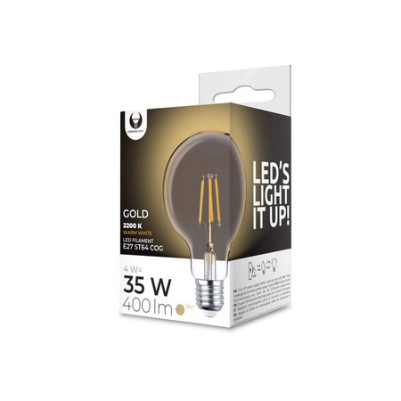 Żarówka LED Filament E27 G95 4W 230V 2200K 400lm COG złota Forever Light