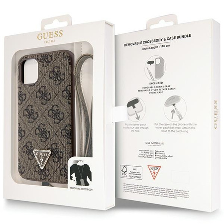 Original Handyhülle IPHONE 11 / XR Guess Hardcase Crossbody 4G Metal Logo (GUHCN61P4TDSCPW) braun