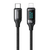 USAMS Kabel pleciony U78 USB-C na Lightning LED 1.2m 20W PD Fast Charge czarny/black SJ545USB01 (US-SJ545)