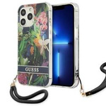 Schutzhülle IPHONE 13 PRO Guess Hardcase Flower Strap (GUHCP13LHFLSB) blau