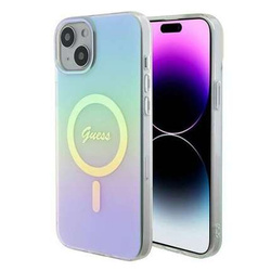 Original Case APPLE IPHONE 15 PLUS Guess Hardcase IML Iridescent MagSafe (GUHMP15MHITSQ) turquoise