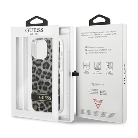 Case IPHONE 13 PRO Guess Hardcase Leopard (GUHCP13LHSLEOK) gray