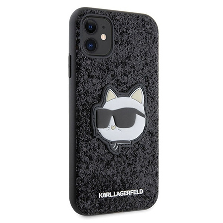 Karl Lagerfeld KLHCN61G2CPK iPhone 11 / Xr 6,1&quot; schwarz/schwarzes Hartschalenetui mit glitzerndem Choupette-Patch