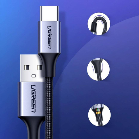 Ugreen kabel przewód USB - USB Typ C Quick Charge 3.0 3A 1m szary (60126)