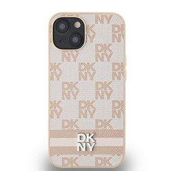 DKNY DKHCP15MPCPTSSP iPhone 15 Plus / 14 Plus 6.7" różowy/pink hardcase Leather Checkered Mono Pattern & Printed Stripes