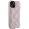 Guess Quilted Metal Logo-Hülle für iPhone 15 – Rosa