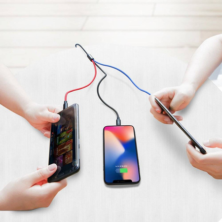 Baseus Three Primary Colors kabel 3w1 USB - micro USB / Lightning / USB-C w nylonowym oplocie 3.5A 1,2M czarny (CAMLT-BSY01)