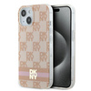 DKNY DKHMP15SHCPTSP iPhone 15 / 14 / 13 6.1" różowy/pink hardcase IML Checkered Mono Pattern & Printed Stripes MagSafe