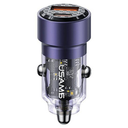 Ładowarka Samochodowa 60W Fast Charge USAMS C39 USB+USB-C fioletowy/purple CC208CC02 (US-CC208)