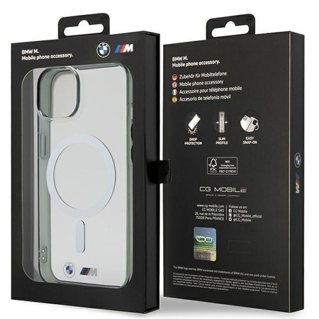 BMW BMHMP14SHCRS iPhone 14 6.1&quot; Hülle transparent Hardcase Silver Ring MagSafe