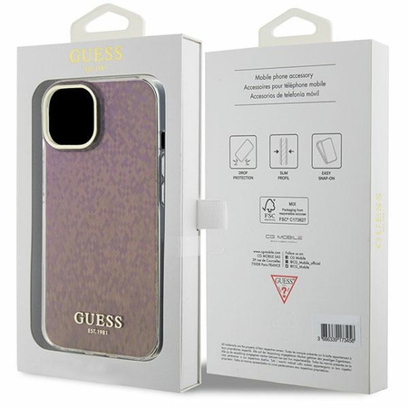 Guess GUHCP15SHDECMP iPhone 15 6,1&quot; rosa/rosa Hardcase IML Faceted Mirror Disco Iridescent