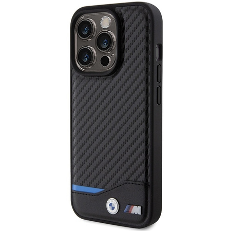 BMW Leder-Carbon-Hülle für iPhone 15 Pro – schwarz