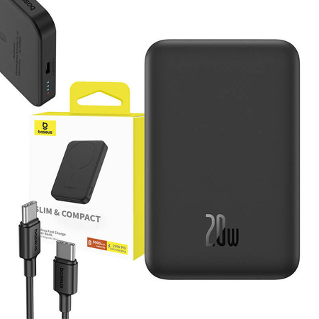 Magnetyczny mini powerbank Baseus 5000mAh 20W (czarny)