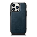 iCarer Leather Oil Wax case covered with natural leather for iPhone 14 Pro blue (WMI14220718-BU)