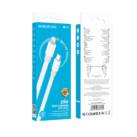 Borofone Kabel BX89 Union - Typ C na Lightning - PD 20W 1 metr biało-szary