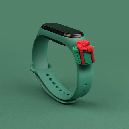 Strap Xmas replacement band strap for Xiaomi Mi Band 6 / Mi Band 5 Christmas holidays dark (green present)