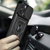 Hybrid Armor Camshield case for iPhone 14 Pro armored case with camera cover blue