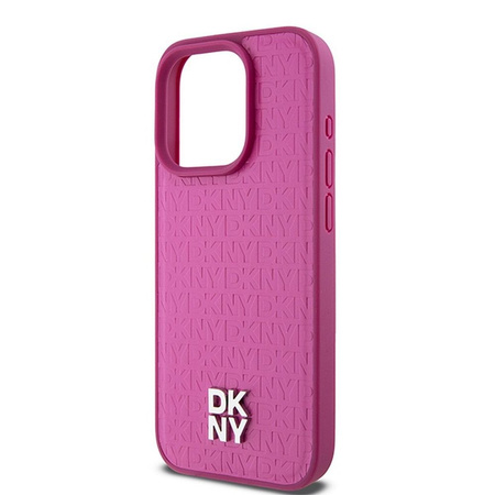 DKNY DKHMP15LPSHRPSP iPhone 15 Pro 6.1" różowy/pink hardcase Leather Monogram Pattern Metal Logo MagSafe