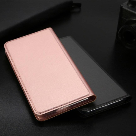 Etui IPHONE 11 PRO z klapką Dux Ducis skórzane Skin Leather jasny róż