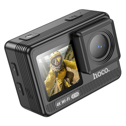 HOCO kamera sportowa z dwoma wyświetlaczami 1,3" + 2" anti-shake IPS 4K DV102 czarna