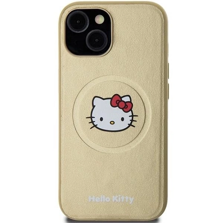 Hello Kitty Kitty Head MagSafe-Hülle aus Leder für iPhone 15 – Gold