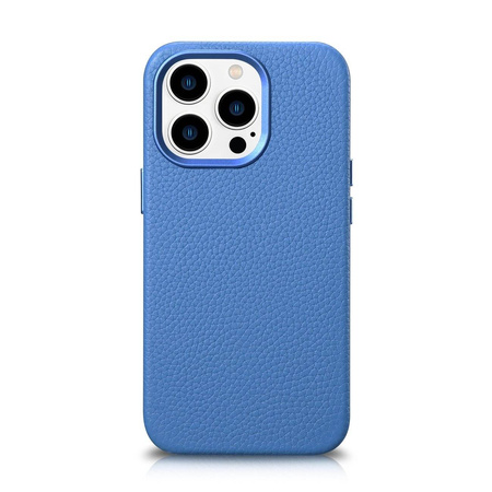 iCarer Litchi Premium Leather Case iPhone 14 Pro Magnetic Leather Case with MagSafe Light Blue (WMI14220710-LB)