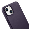 iCarer Case Leather genuine leather case for iPhone 14 Plus dunkelviolett () (MagSafe compatible)