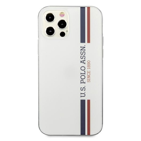 US Polo Assn Shiny Tricolor Stripes - Etui iPhone 12 Pro Max (biały)