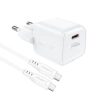 Acefast A73 Mini PD 20W GaN-Wandladegerät + USB-C-Kabel – Weiß