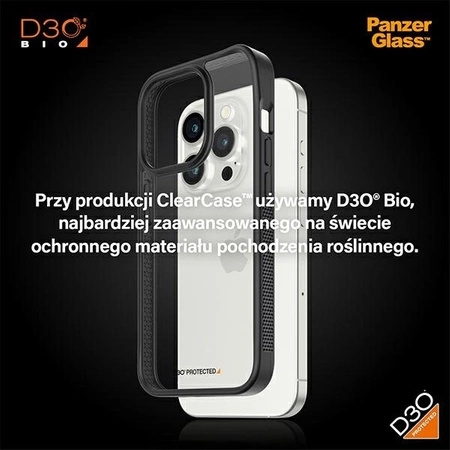 Military Grade Certified PanzerGlass ClearCase iPhone 15 Pro Case - Transparent &amp; Black