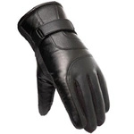 Men's insulated PU leather phone gloves - black